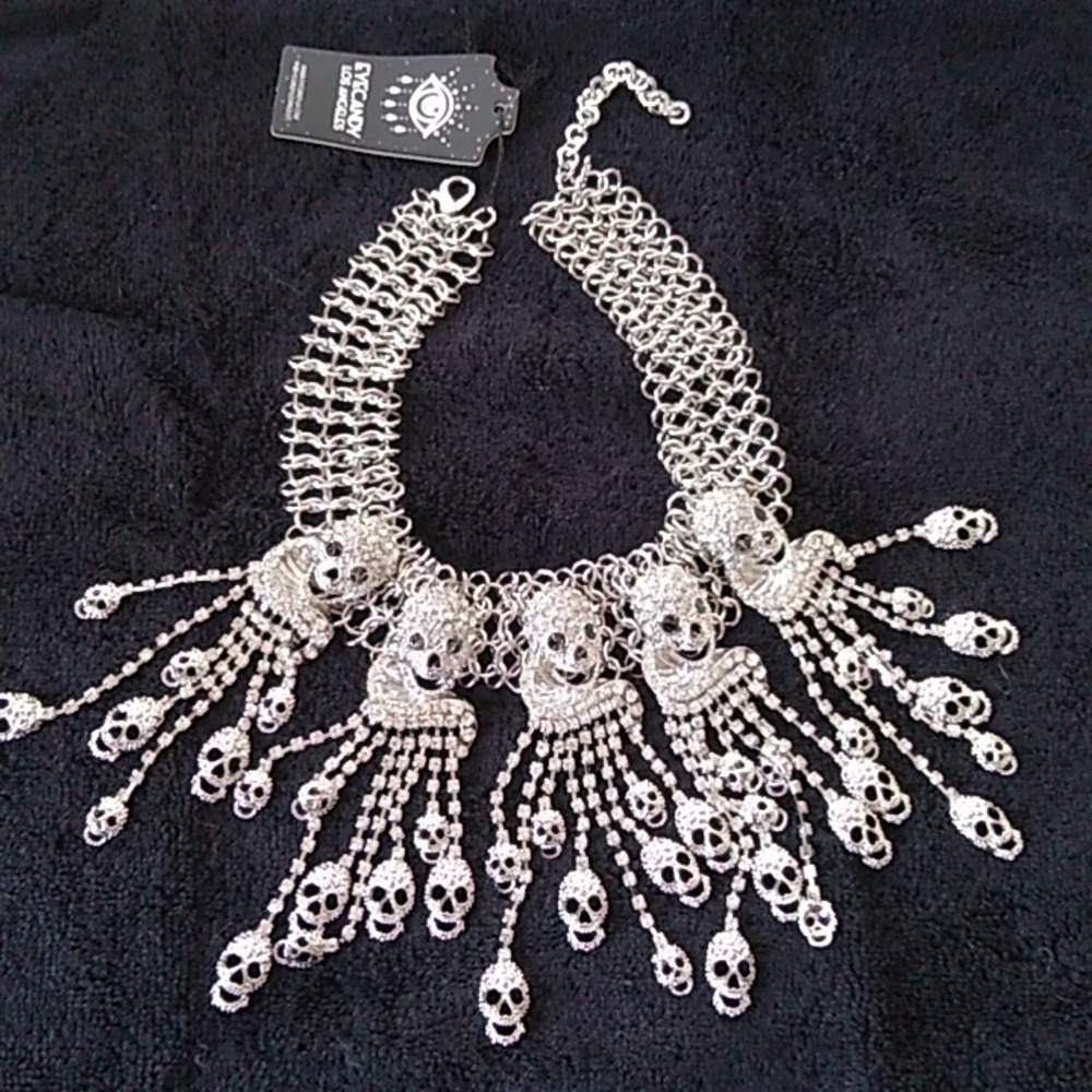 Rhinestone Skull Necklace
